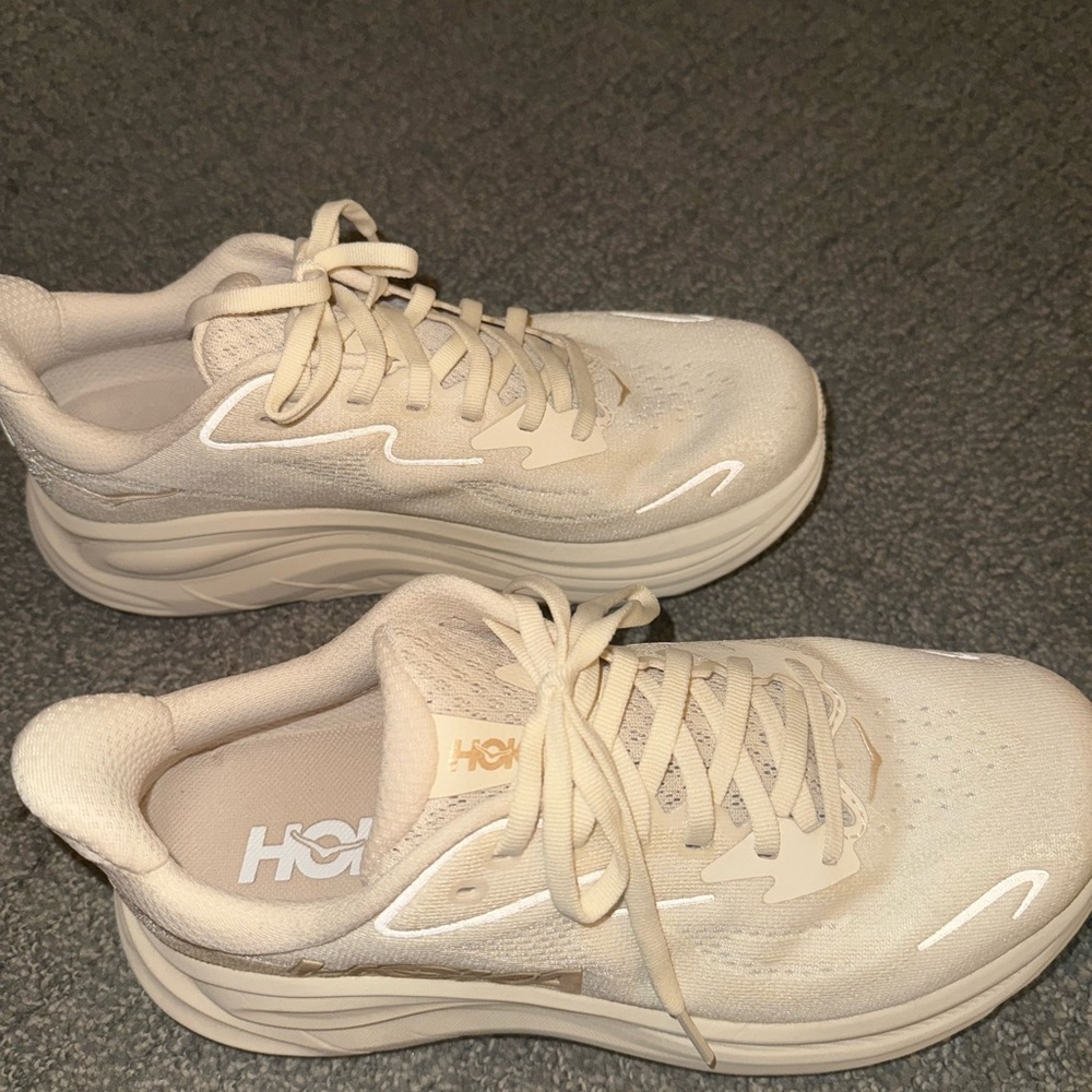 Hoka Cream Athletic Sneakers